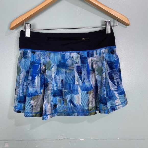 Lululemon Pace Rival Skort Skirt Blue Camo Tennis Athletic Sz 4 - Picture 2 of 4